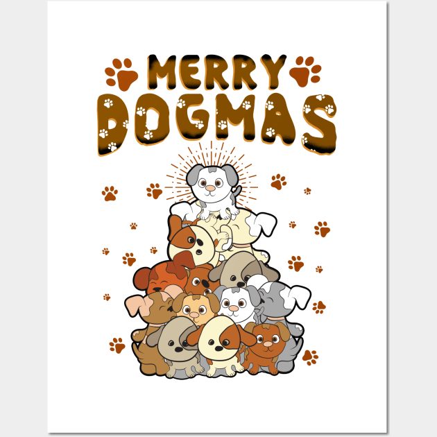 Merry Dogmas Funny Christmas Sweater Wall Art by KsuAnn